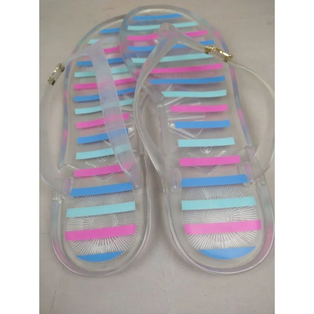 Vineyard Vines Jelly Flip‎ Flops Women’s Size 9 Pastel Striped Pink Blue
